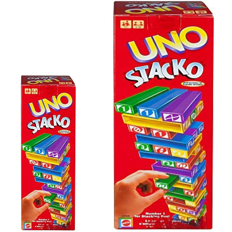 

Mattel Games UNO StackoGame comes with 45 colors of stacking tiles, perfect for kids and family games, kids toys, holiday gifts