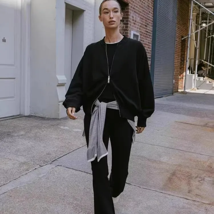 Loose Fit round Ne Linked Pilot Jaet Outerwear Women's Autumn 2025 364850 Pants 36485 Commute Sle Long Sve Zipper