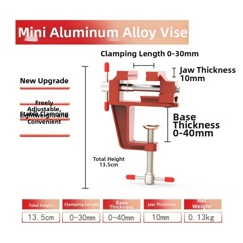 Aluminum Flat Jaw Vise 35mm Width for For MINI Workbenches Lightweight Design with 30mm Max Opening for DIY and Prototyping Work