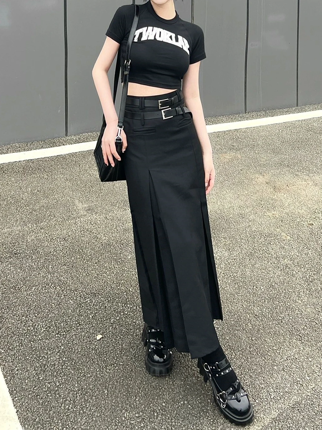 

Женская юбка больших размеров, плиссированная, А-силуэт, с высокой талией, длинная миди-юбка, скрывающая бедра, стройнящая, весенняя, модная, в корейском стиле