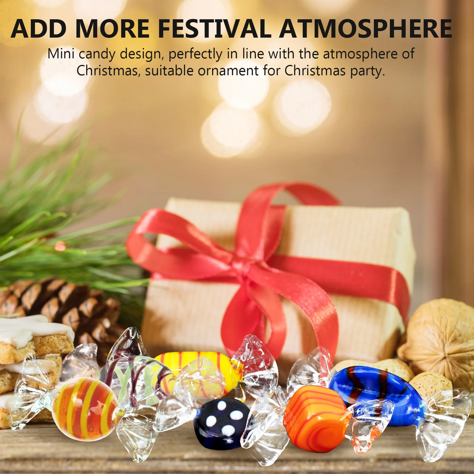 

6pcs naments Shaped Decor Pastel Vintage Craft Desktop Decor Christmas Mini Candy Decors Home Desktop Windchimes