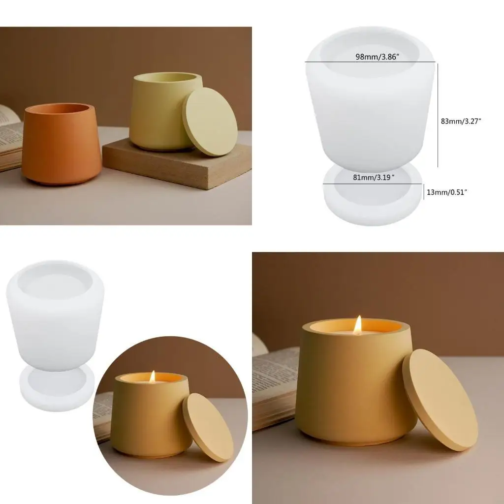 Resin Jar Mold Silicone Concrete Mold for Candle Holder Making with Lid