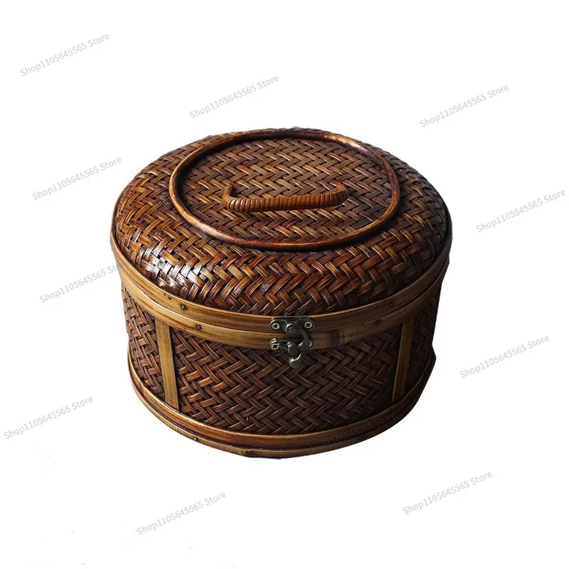 For old bamboo woven creative vintage jewelry boxes, snack boxes, ornaments, bamboo baskets