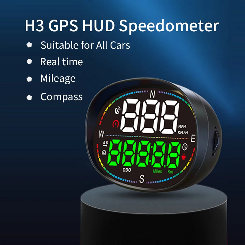 WiiYii H3 GPS Car HUD Speedometer Head Up Display Multiple interfaces On-board Computer Speed Alarm Gadgets for All Car