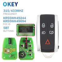 Okey Remote Control Car Key For Jaguar XF XF XFR XK XKR 2009-2013 315/433MHZ ID46 7945 Chip FCC: KR55WK49244 Keyless Entry