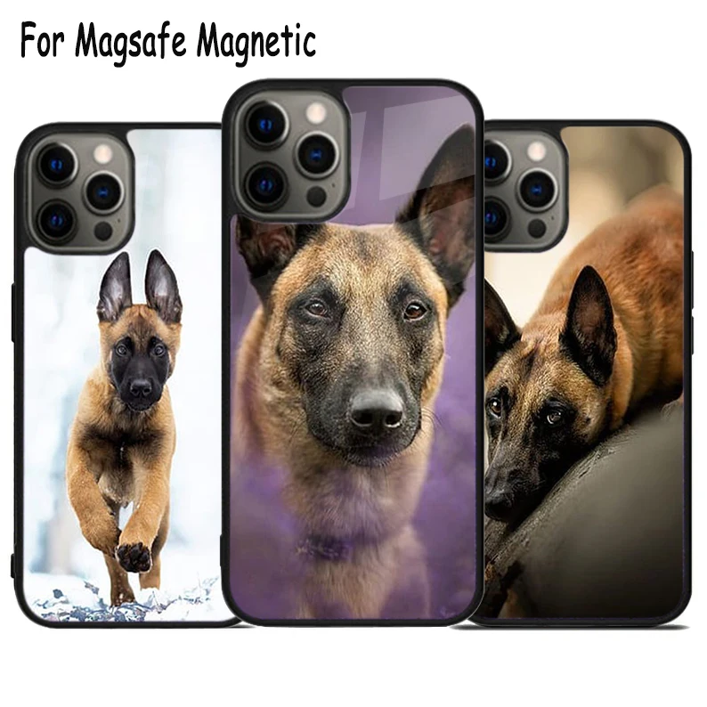 Чехол Magsafe для iPhone 15 16 14 13 11 12 Pro Max Plus, магнитный чехол-бампер с рисунком симпатичного бельгийского щенка Laekenois, беспроводной