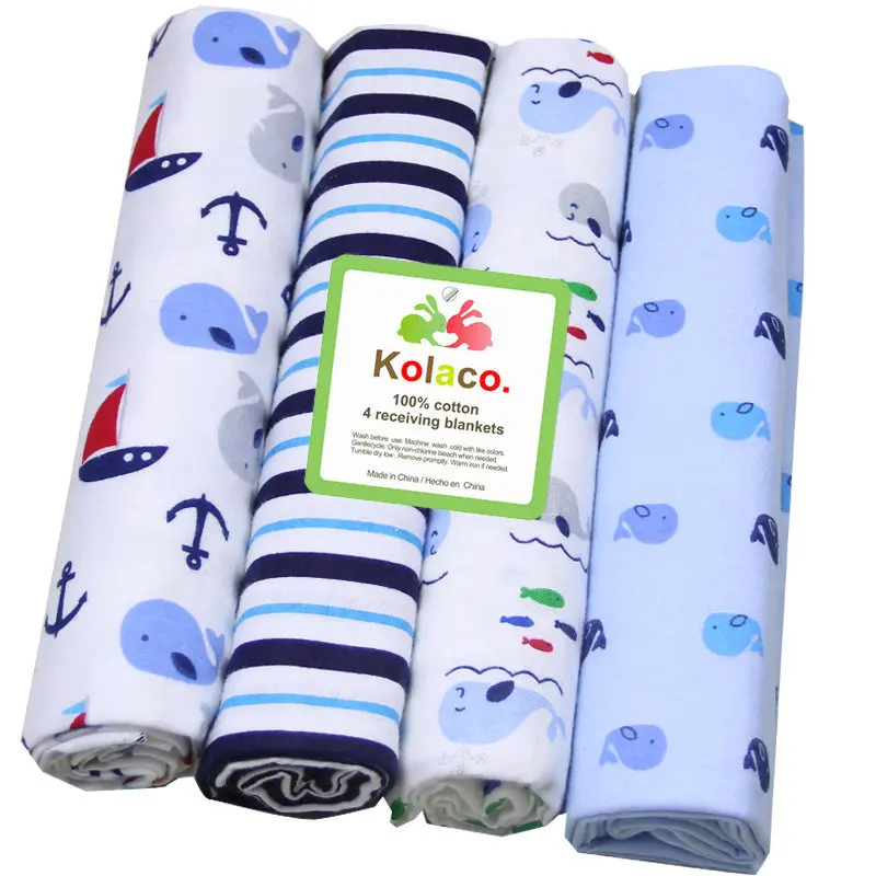 4Pcs /lot Baby Blankets 100% Cotton Flannel Baby Receiving Newborn Colorful Cobertor Baby Bedsheet Supersoft Blanket 100x76 Cm