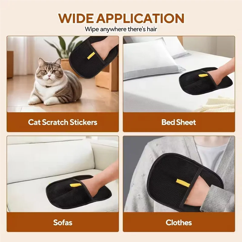 1PCS Pet Hair Remover Glove Portable Washable Double Sided Soft Pet Fur Brush Clothes Furniture Hair Removal Cleaning Tool image 6