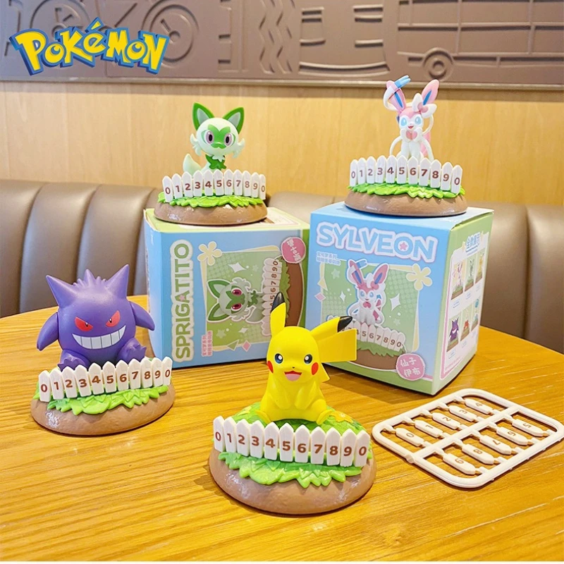 سلسلة البوكيمون الجلوس في الصفوف لوحة أرقام الحلي أنيمي سيارة وقوف السيارات رقم لوحة لطيف بيكاتشو نموذج لعبة أطفال تمثال هدية