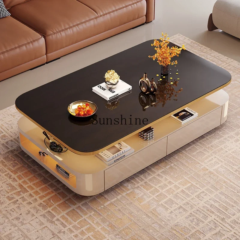 Creative senior sense lengthened large apartment tempered glass coffee table       FT