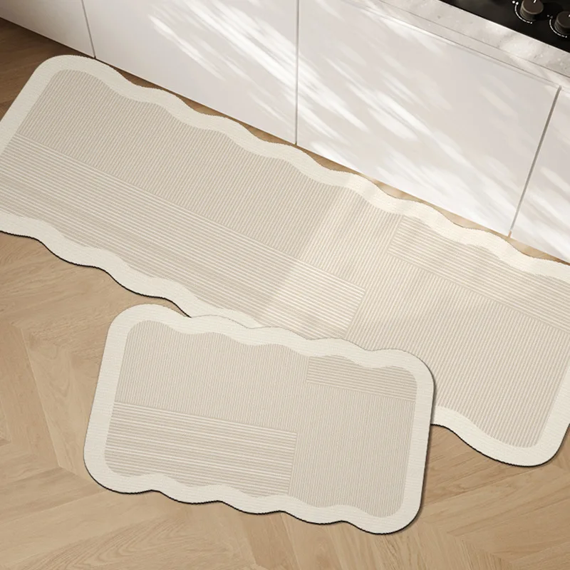 VIKAMA Zen-style Sila Mud Kitchen Rug Long Strip - Water and Oil Absorbing - Anti-Slip - Laundry Room Floor Mat  Home Decoration