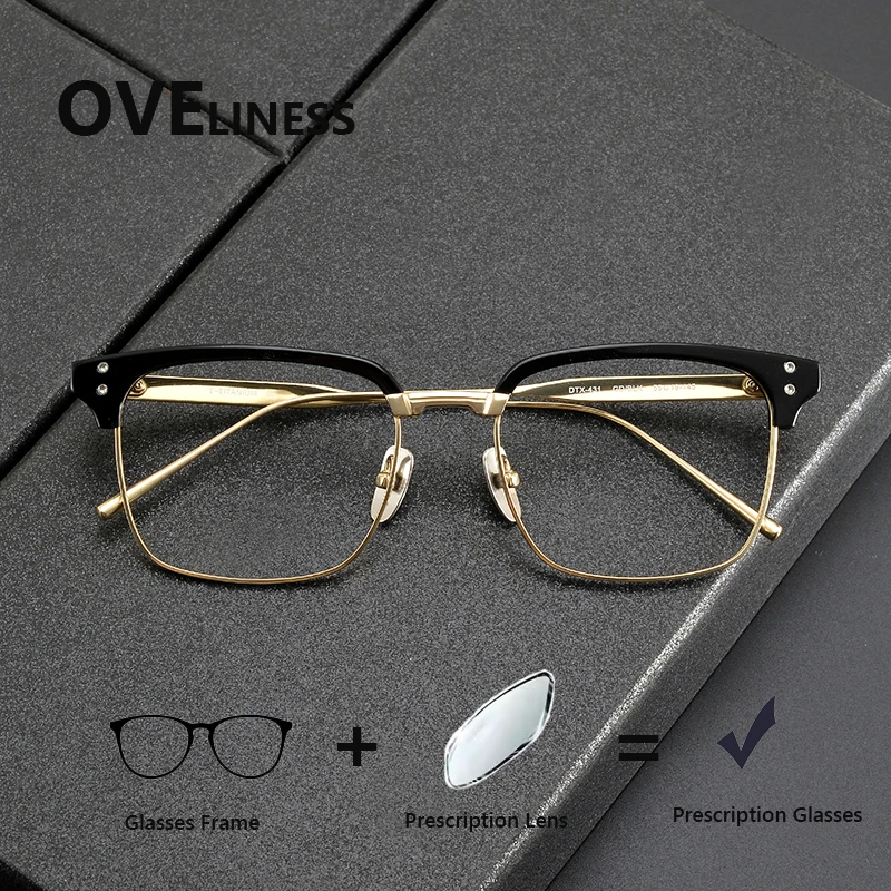 

2027 Pure Titanium optical Glasses Frame Men Square Prescription Eyeglasses frames High Quality Ultralight myopia male Eyewear