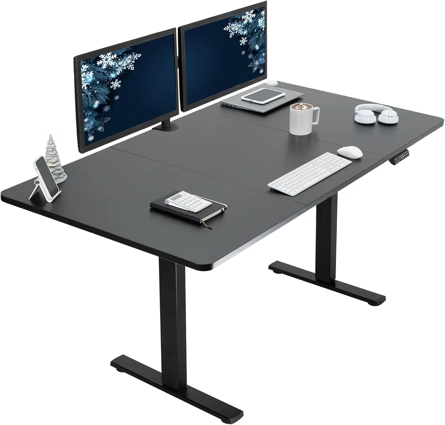 71 x 36 inch Standing Desk Workstation, Memory Controller Height Adjustment, 1B Series, Black Top Black Frame