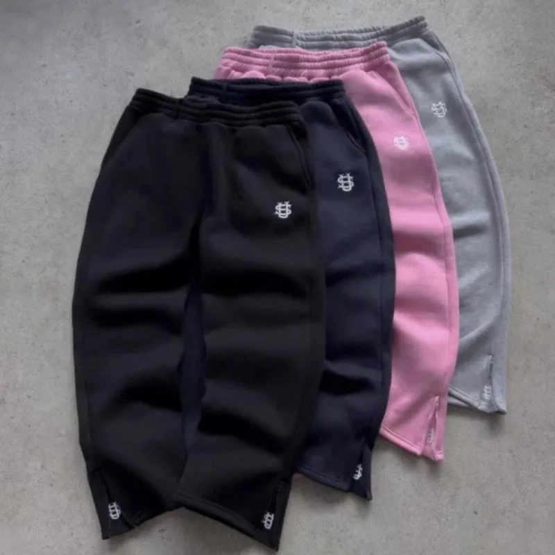 التطريز الرجال السراويل 2025 الخريف الشتاء الهيب هوب عادية تسلق ركض Sweatpants موضة جديدة Hombre واسعة الساق بنطلون للجنسين #1