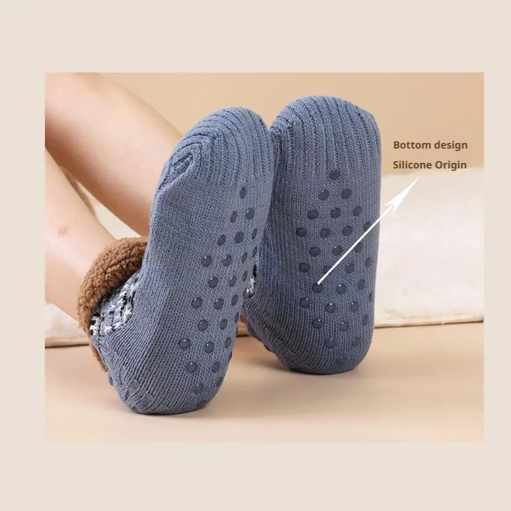 Meias unissex outono e inverno meias de chão casa quente meias de neve sono tapete meias sandálias antiderrapantes