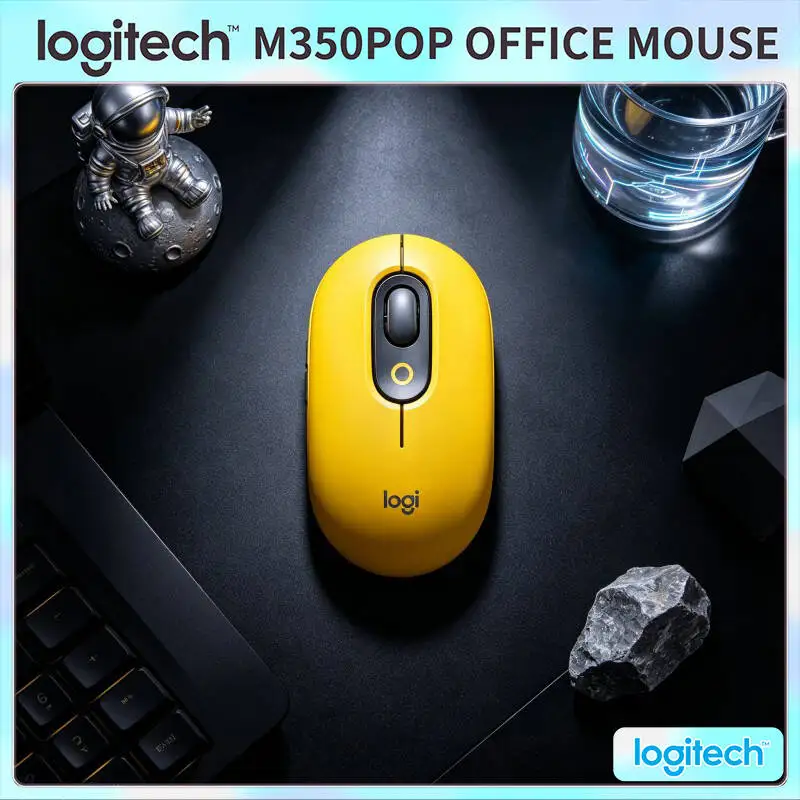 Ratón Logitech M350 POP Pebble, 77g, Ligero, con Función de Reposo Automático, Batería de Larga Duración, Clic Silencioso, para Cafeterías y Trabajo en la Calle