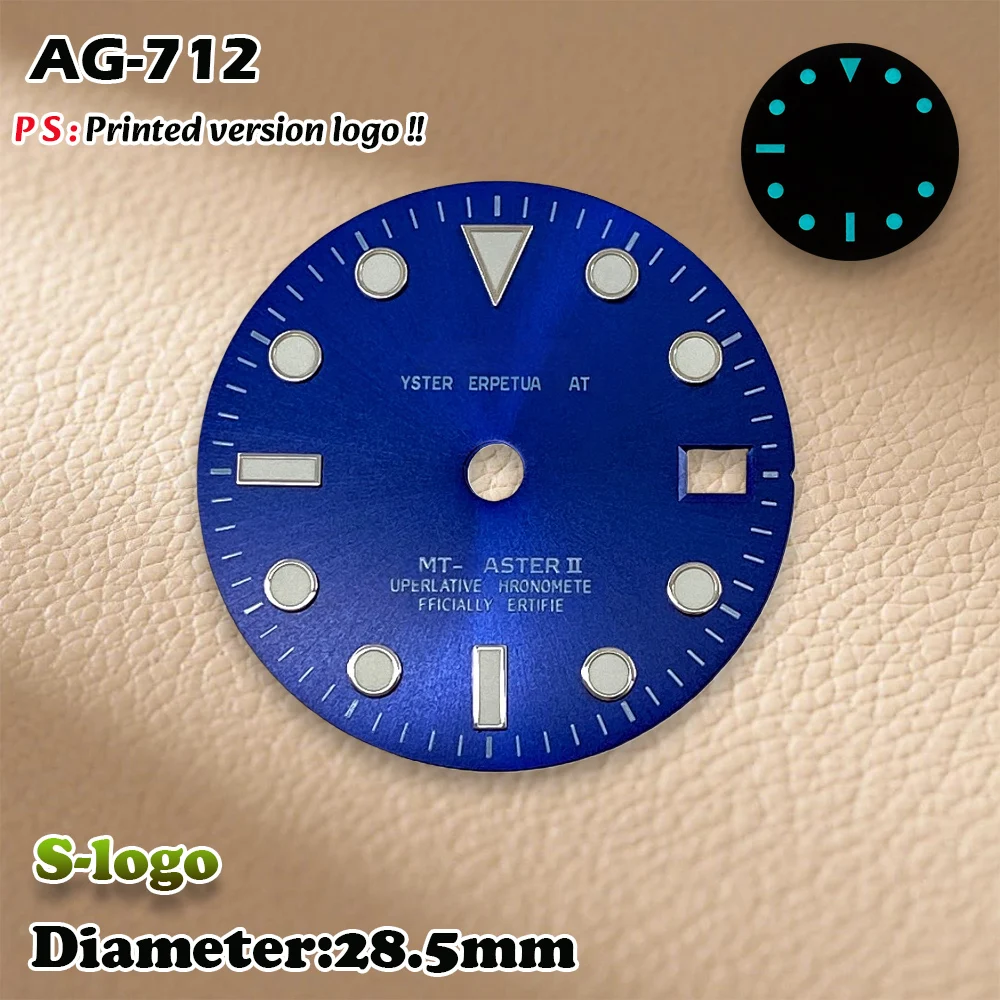 S logo 28.5mm GMT Green, White, Blue Dial Golden Index NH34 movement blue luminous Watches for men Watch Modification Accessorie
