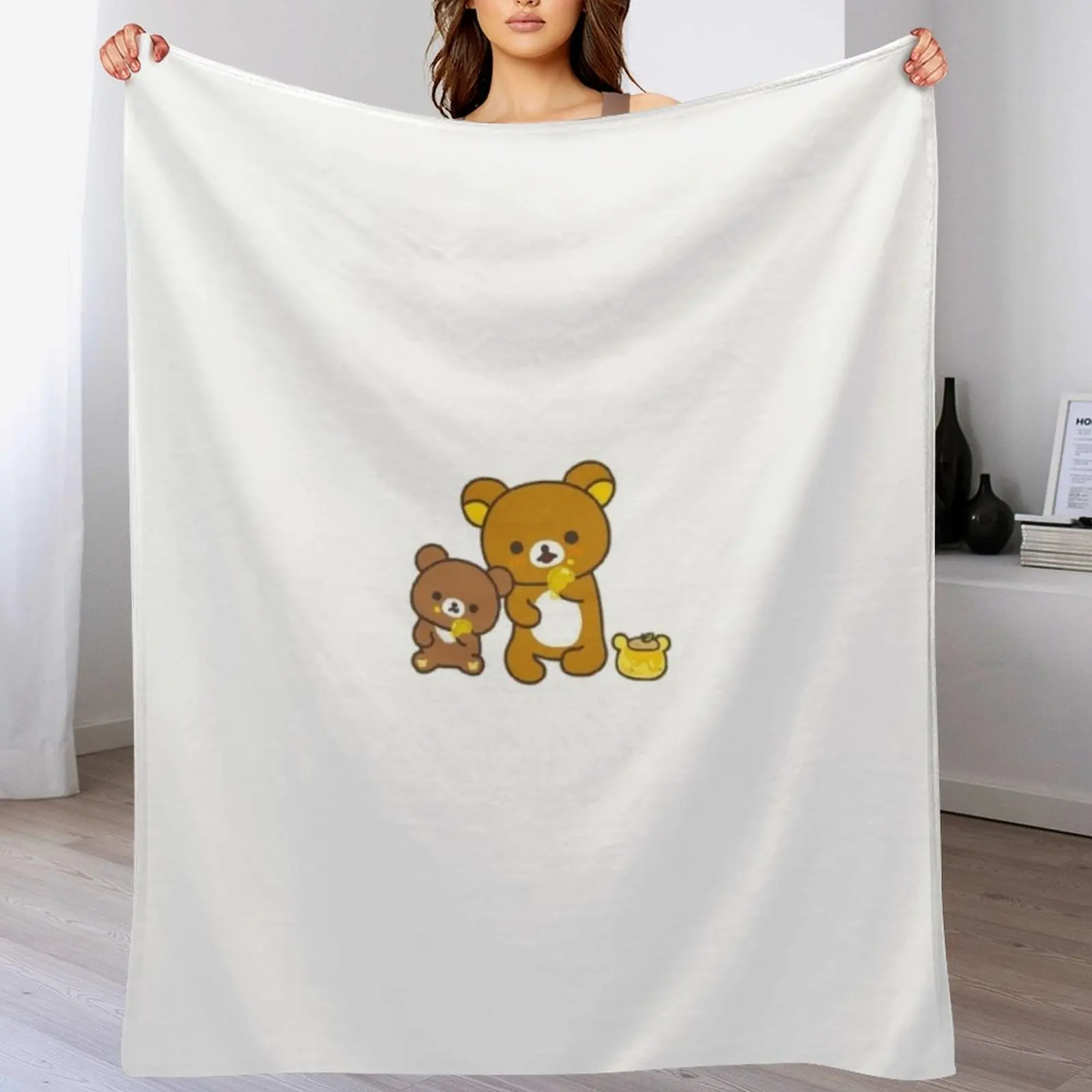 Rilakkuma Bear Throw Blanket Durable Warm Blanket for Daily Home Use