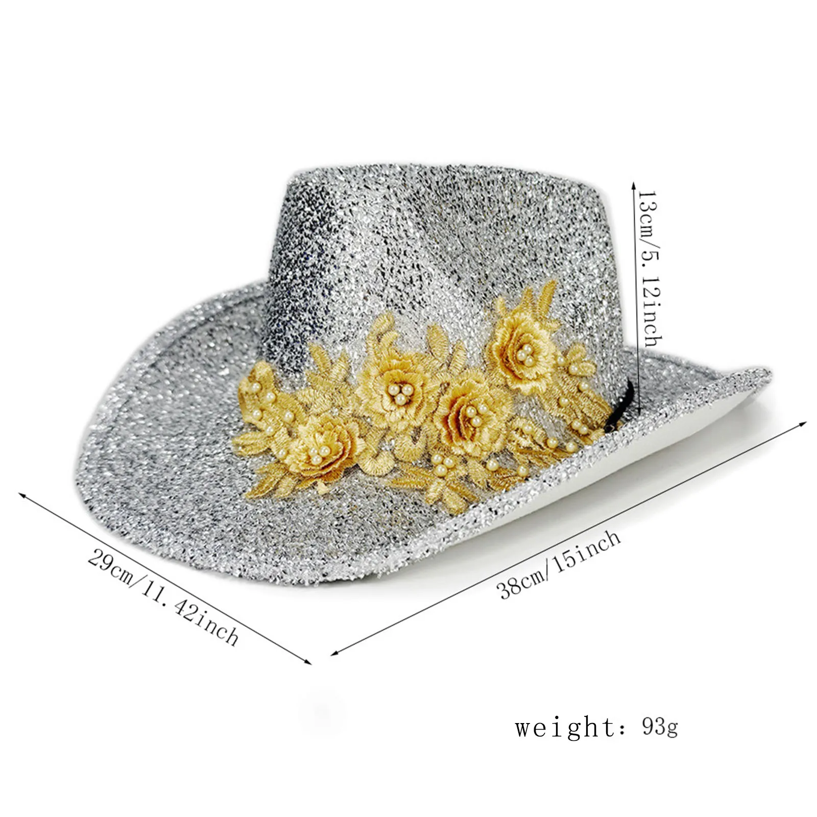 1Pc Cowgirls Hoed Retro Geborduurde Bloem Versierd Hoed Trekkoord Touw Cowboy Cap Voor Carnaval Halloween Party Props Levert