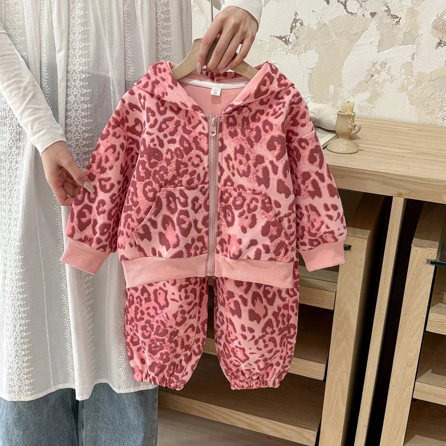 Faionable Leopard Print Children's Casual Outfit Set for Girls Baby Autumn Wear Two-Piece Set Korean Sle Loose Fit