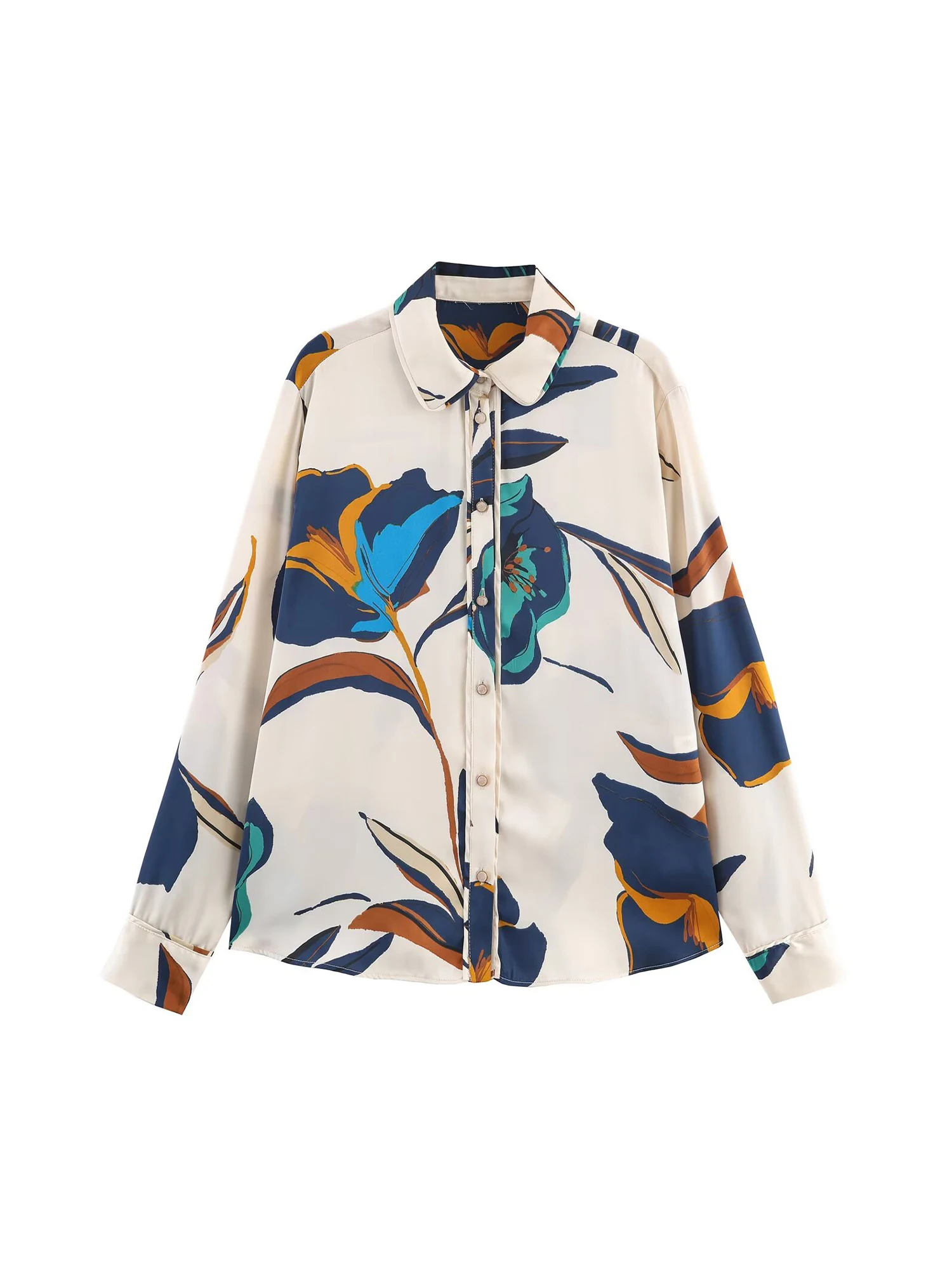 Camisas e blusas femininas com estampa floral, gola polo, vintage, y2k, estética, elegante, moda 2000, camisa de manga comprida, roupas de outono