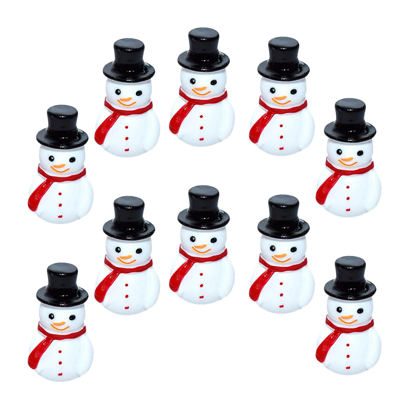 10pcs Christmas Miniature Snowman Resin Craft Diy Decoration Micro Landscape Ornament For Home Office Xmas Party
