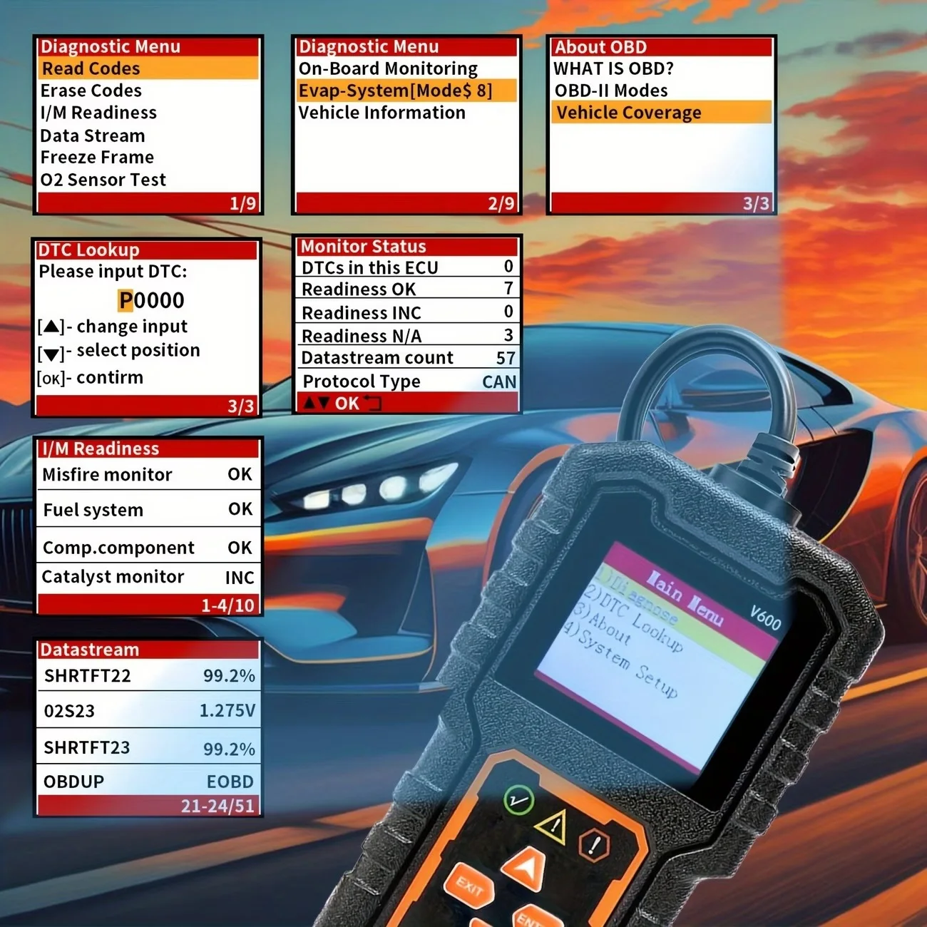 Picture 7: V600 OBD2 Diagnostic Scanner Car Code Reader Vehicle Health Inspection Tool Auto Code Reader Scanner