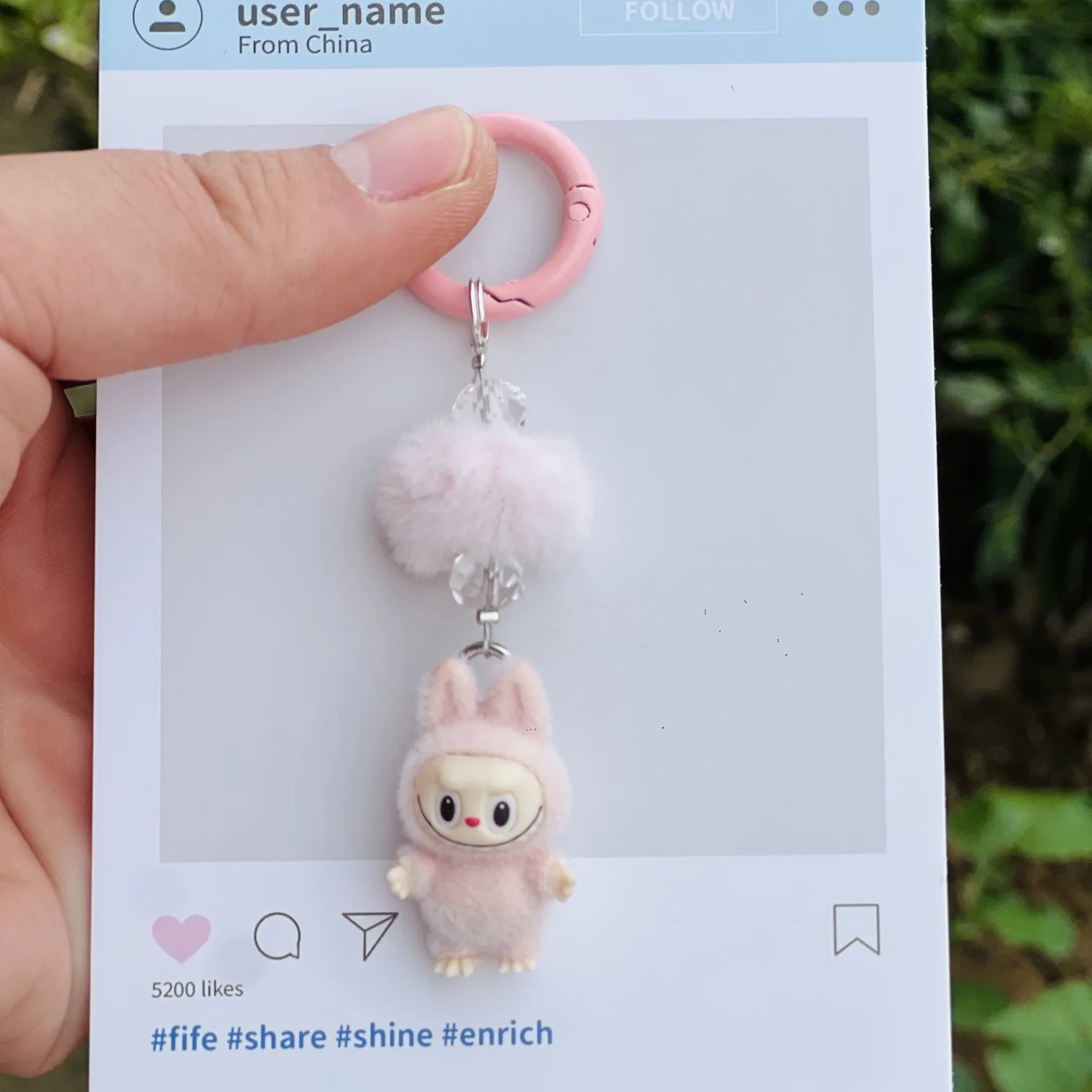 

New Christmas Standing posture Labubu kawaii particles keychain bag cell phone charm key chain Christmas gift