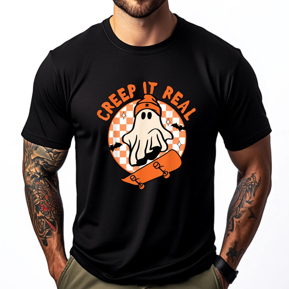 

Vintage Retro Halloween Creep It Real Ghost Boy Fall Season Brand T Shirt SOFT Christmas Shirt Vintage