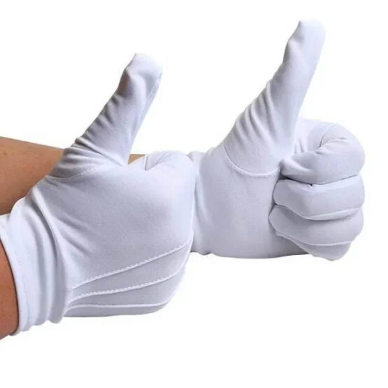 1 Pair White Cotton Inspection Work Gloves Women Men Household Gloves Coin Jewelry Lightweight Gloves Serving/Waiters/drivers