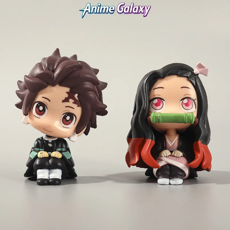 

Q Version Sitting Hatake Kakashi One Piece Figure Demon Slayer Nezuko Tanjiro Anime Figure Model Doll Desktop Decoration Gift