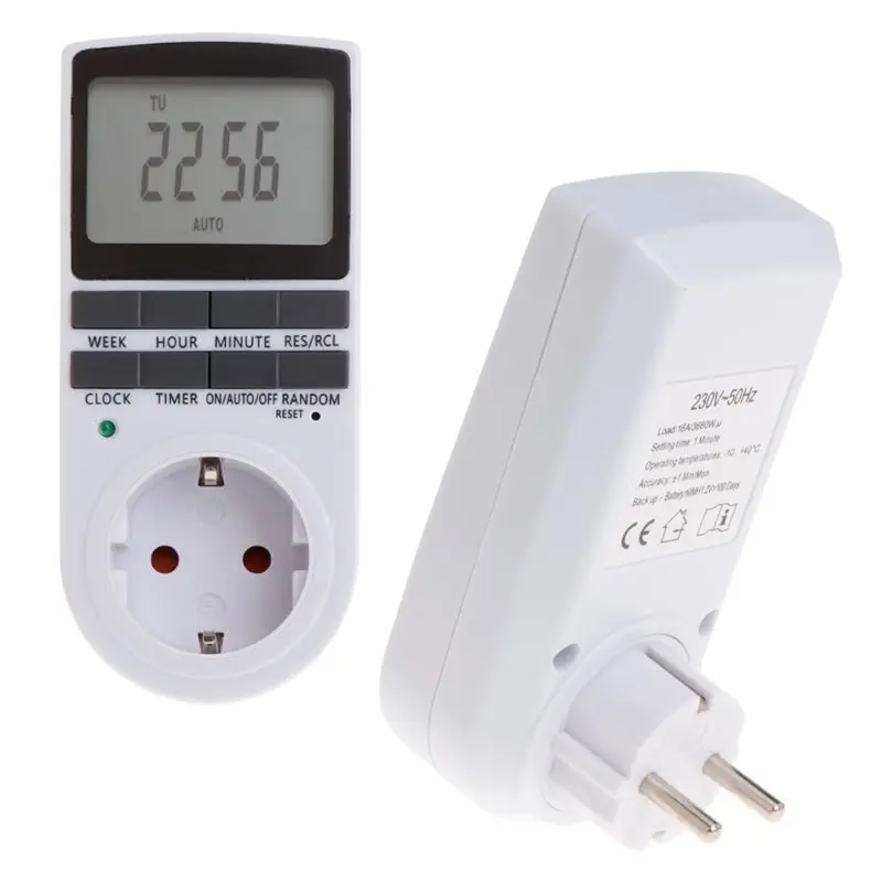 Electronic Digital Timer 24 Hour Cyclic EU Plug Kitchen Timer Outlet Programmable Timing Socket 230V 50Hz Dropship