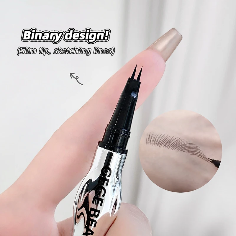 女性用二股眉毛ペン Gege Bear 長持ちする自然なストローク 防水 汗に強い 汚れにくい 終日着用 アイメイク
