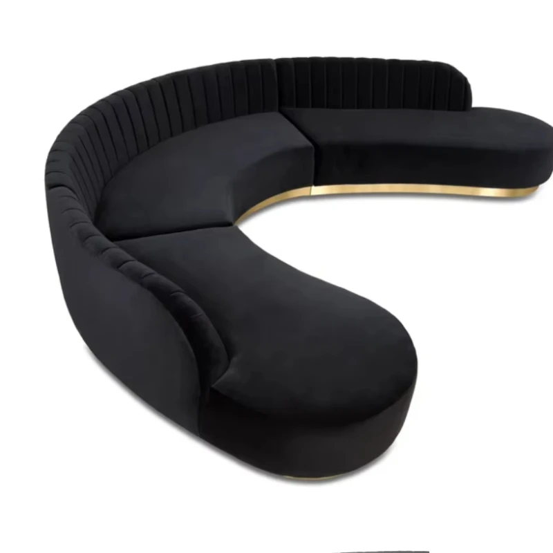 

Элегантный комплект мебели для патио: велюровый обеденный деревянный изогнутый диван с основанием из нержавеющей стали для свадебного приема