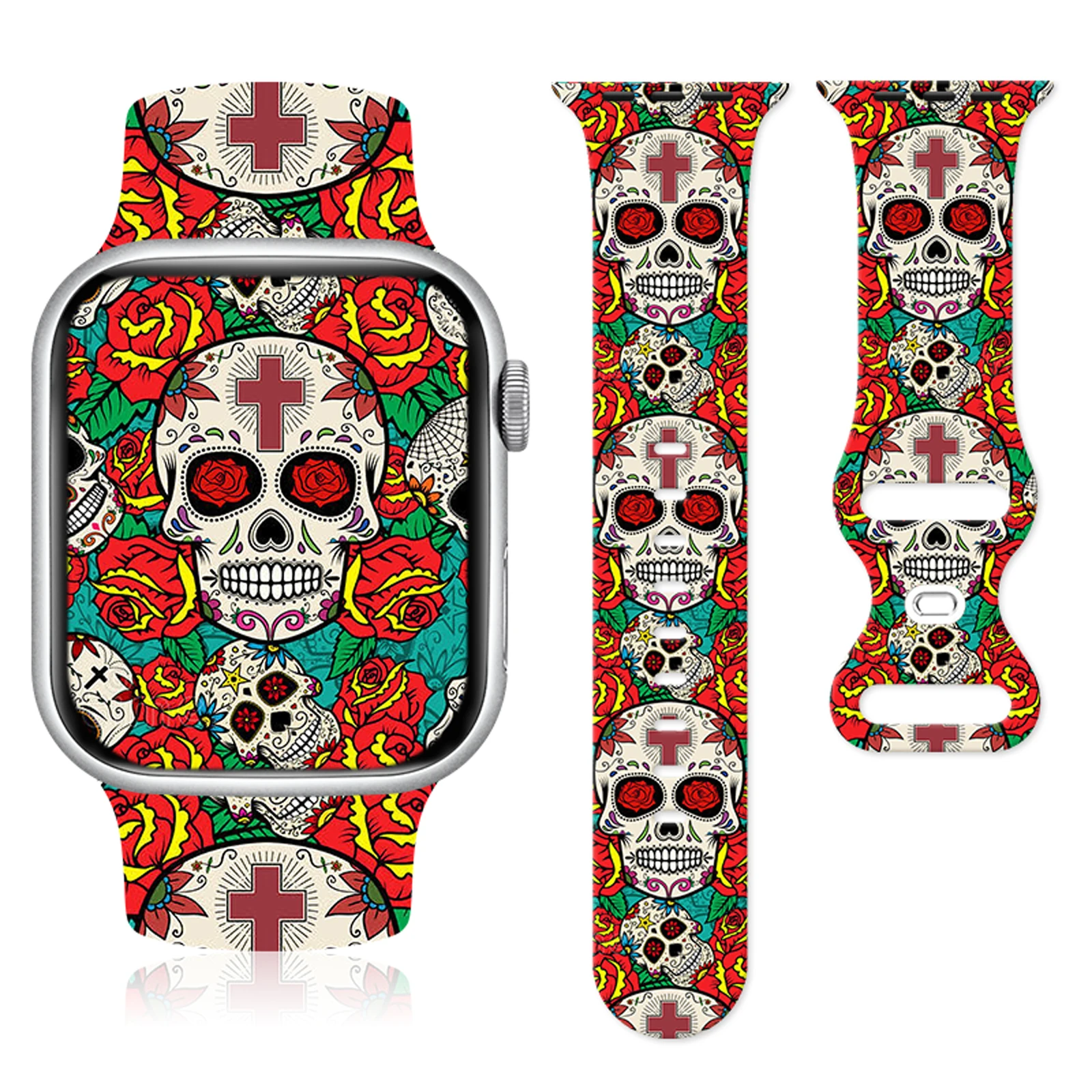 

Skeleton Halloween for Apple Watch 10 9 8 7 Silicone Band Replacable Bracelet for iWatch 46mm 42mm 41mm 40mm Watchband