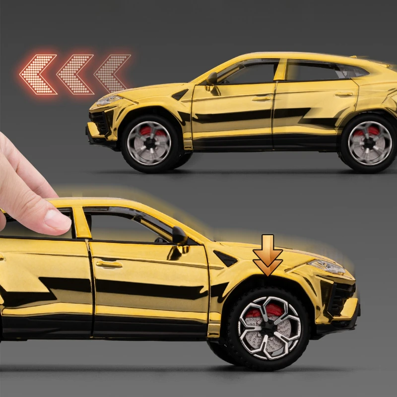 Coche deportivo URUS Bison SUV 1:24, coche de aleación fundido a presión y vehículos de juguete, modelo de coche con sonido y luz, coche extraíble, juguetes para niños, regalos