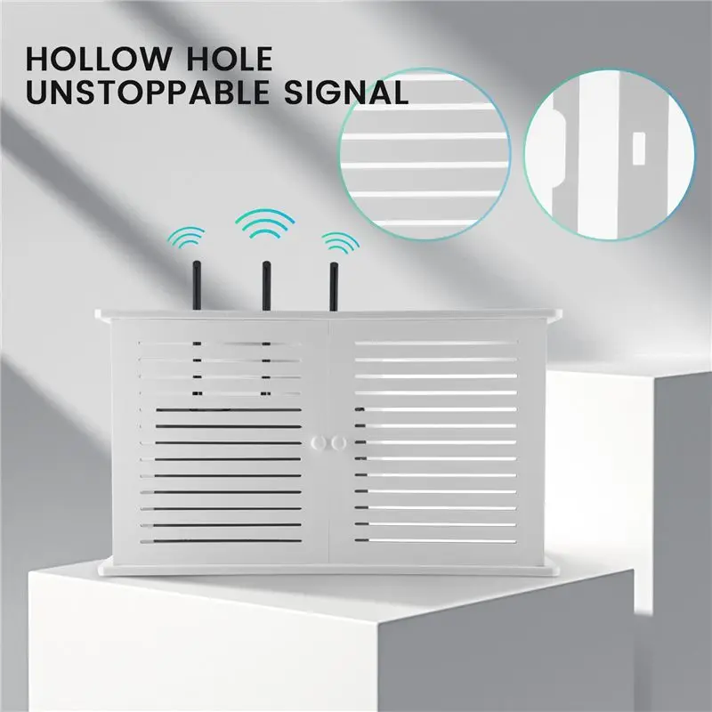 A84X-Wireless Wifi Router Storage Boxes Wooden Box Cable Power Plus Wire Bracket Wall Hanging Plug Board Shelf