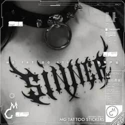 Goth Letter Tattoo for Woman Men Waterproof Temporary Tattoo Lasting Fake Tattoo Sexy Chest Tattoo Hip Hop Punk Tattoo Sticker