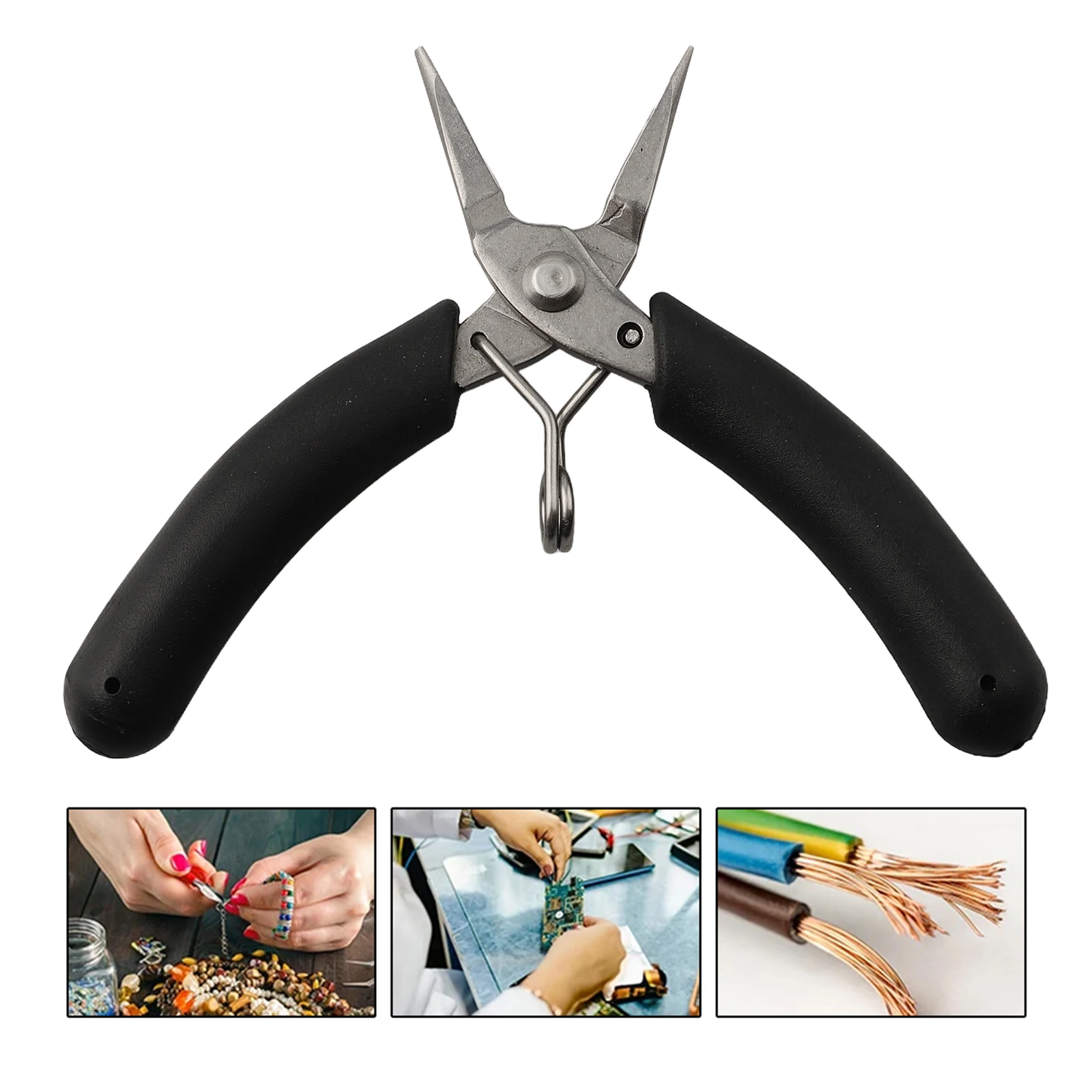 For Beads For Crafts Bent Nose Forceps Diagonal Pliers DIY Projects Comfortable Grip Easy To Operate High Quality Steel