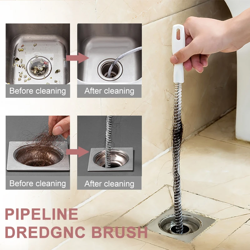 Pipe Unclogger Brush Bathroom Hair Sewer Sink Cleaning Brush Face Pool Cleaning Brush Drain Relief Auger Cleaner Tool