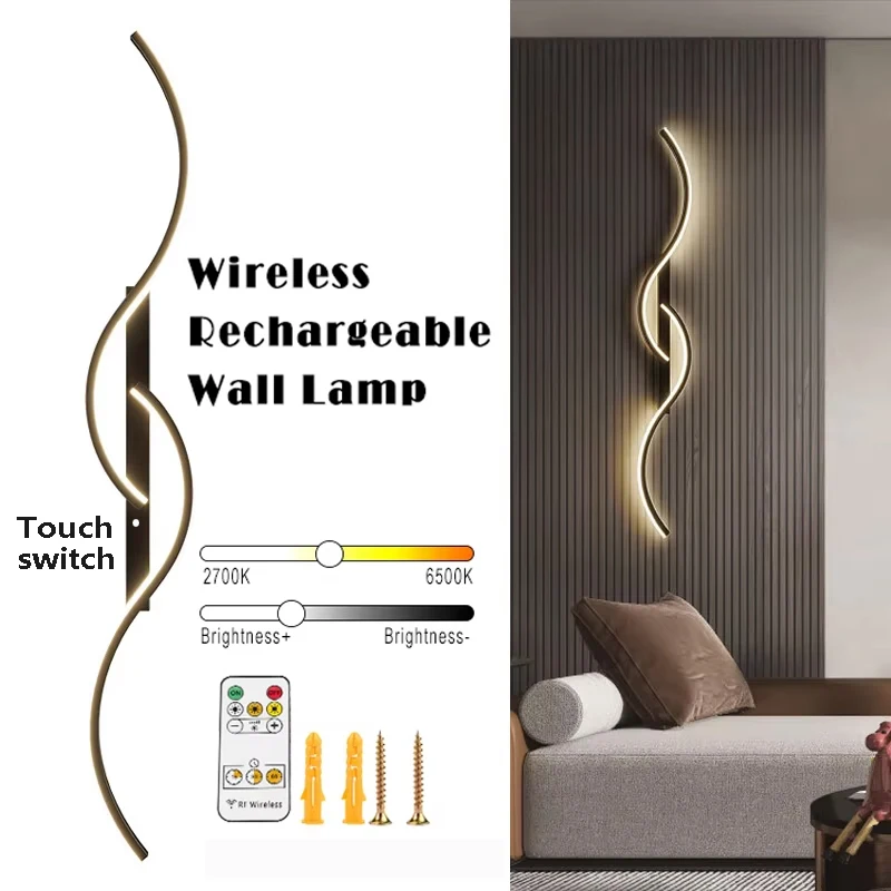 

LED Rechargeable Wall Light New Remote Control Wiring Free 60/80cm For Living Room Bedroom Corridor Hotel Interior Decor Lights