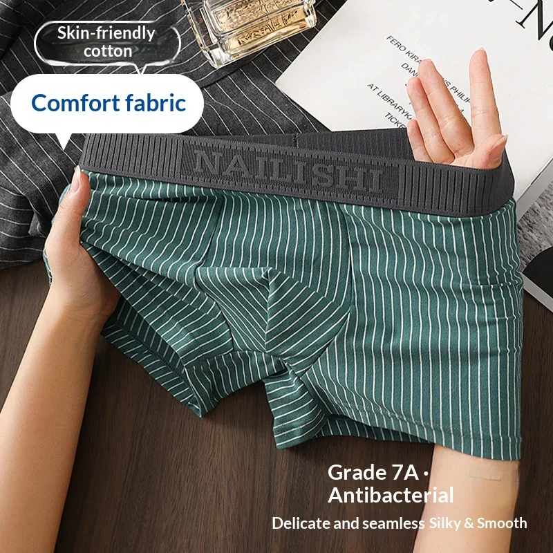 

Мужские трусы из 100% хлопка, мужские полосатые боксеры, хлопковые боксеры для молодых мужчин, дышащие трусы больших размеров, шорты