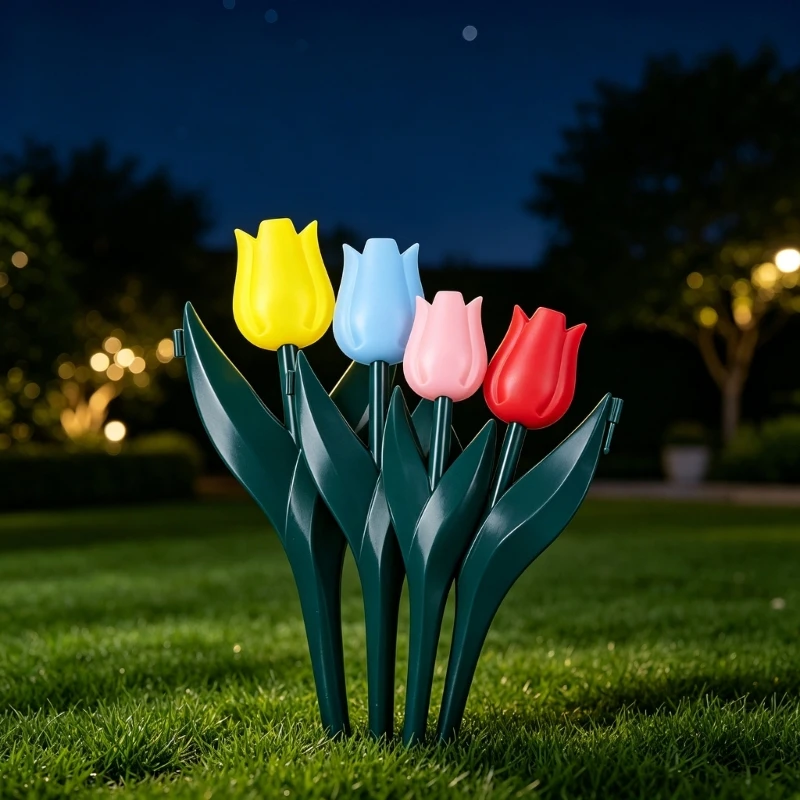  20PCS Practical Colorful Plastic Tulips Flower Fence Lawn Edging Perfect For Yard Garden Border And Landscape Design