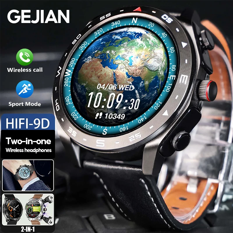 

2025 New Smart Watch TWS 2-in-1 Bluetooth Earphones 400mAH AI voice Bluetooth Call ForWake Up Motion Trajectory Tracker Watch