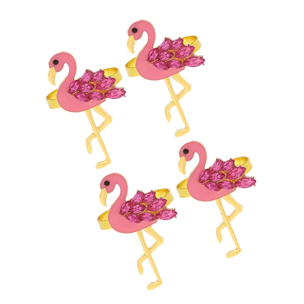 

4Pcs Creative Flamingo Napkin Rings Set Stylish Animal Napkin Holders for Home Dining Decor Party Wedding Event Decorative Table