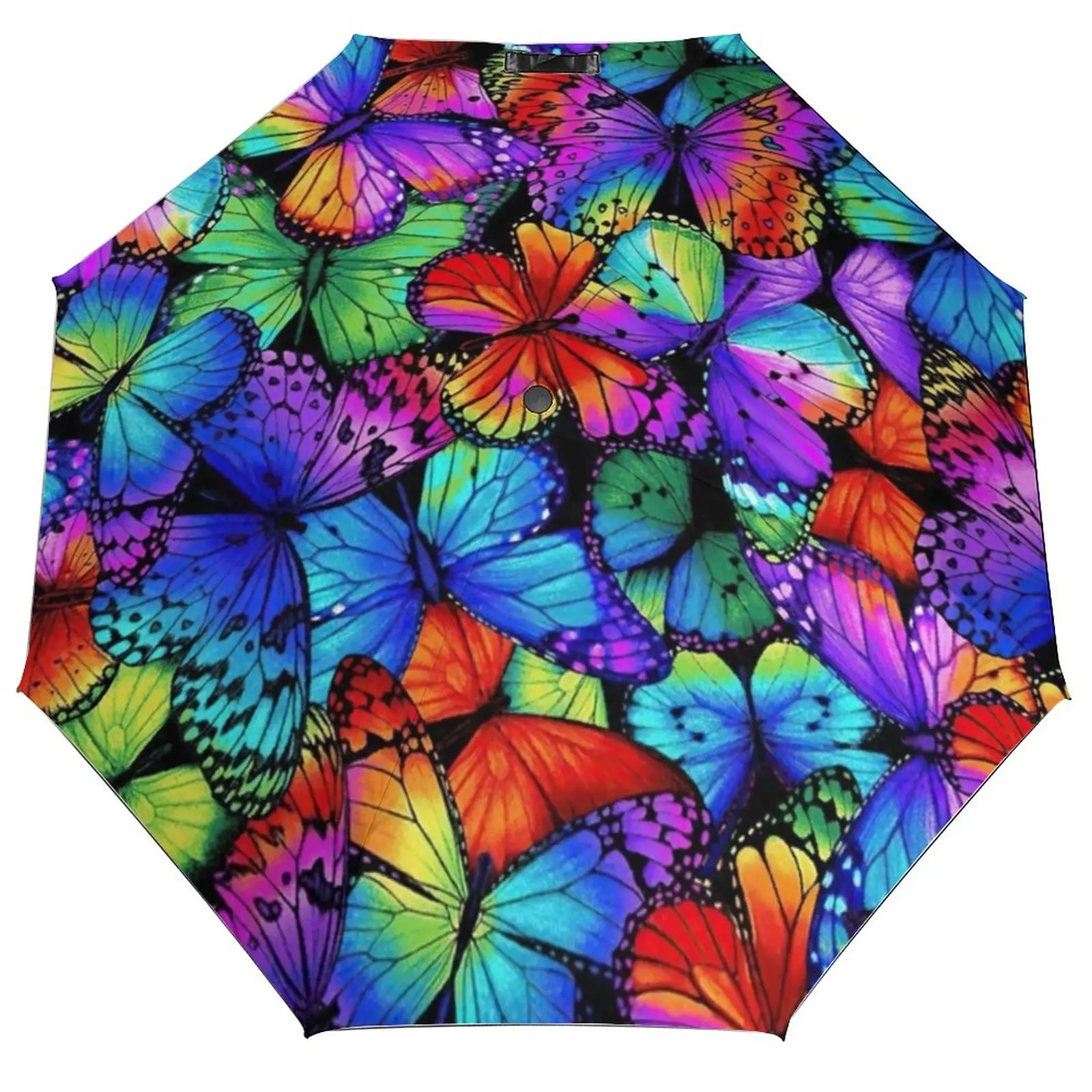 Colorful Butterfly Umbrella Neon Animal Print Automatic Windproof Umbrella Wholesale Design Garden Lightweight Umbrella