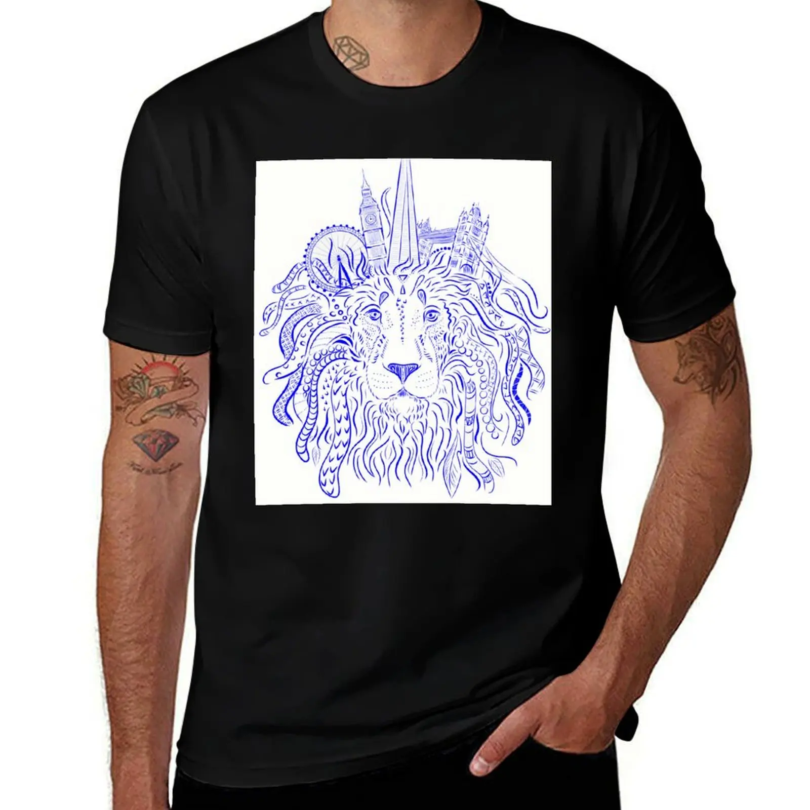 London Lion T-Shirt Utility Work Short Sleeve Top T-Shirt