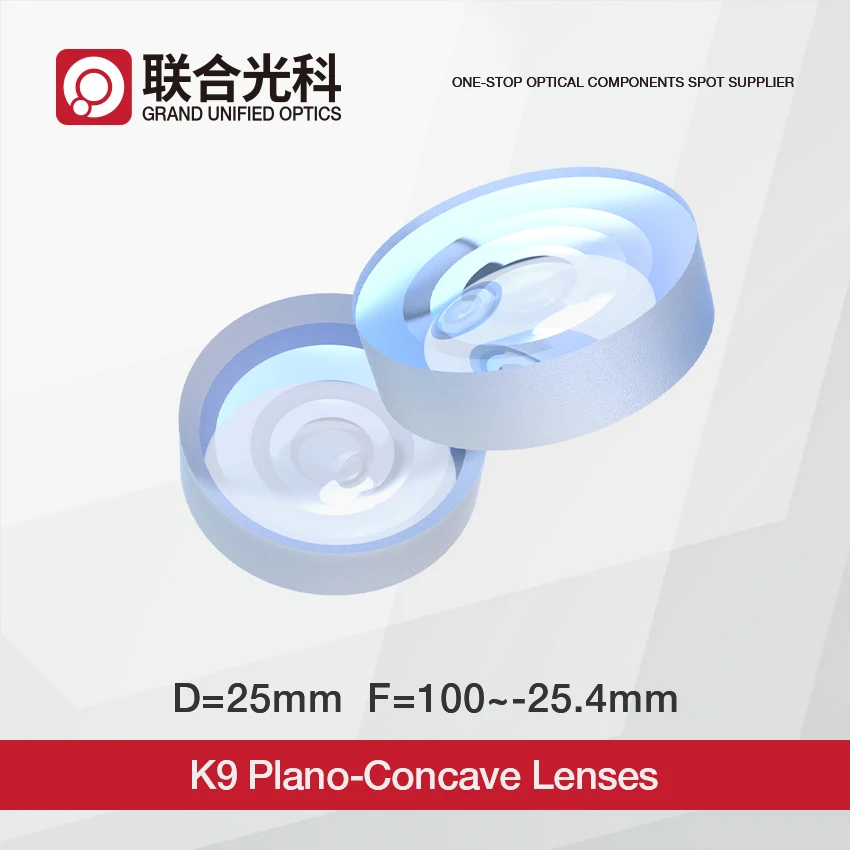 

K9 Optical Glass PCV Flat Plano Concave Lens VIS-NIR Coated Lenses Dia.25mm