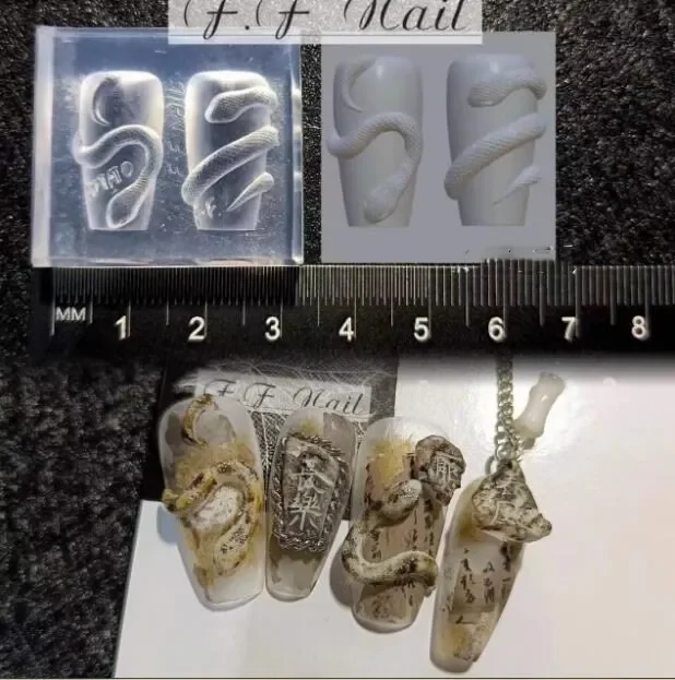 1pc Sheepshead  Snake Flamingo Jellyfish Dragon Dtream 3D Acrylic Mold  Nail Art DIY  Silicone  Nail Art Templates Nails Mold