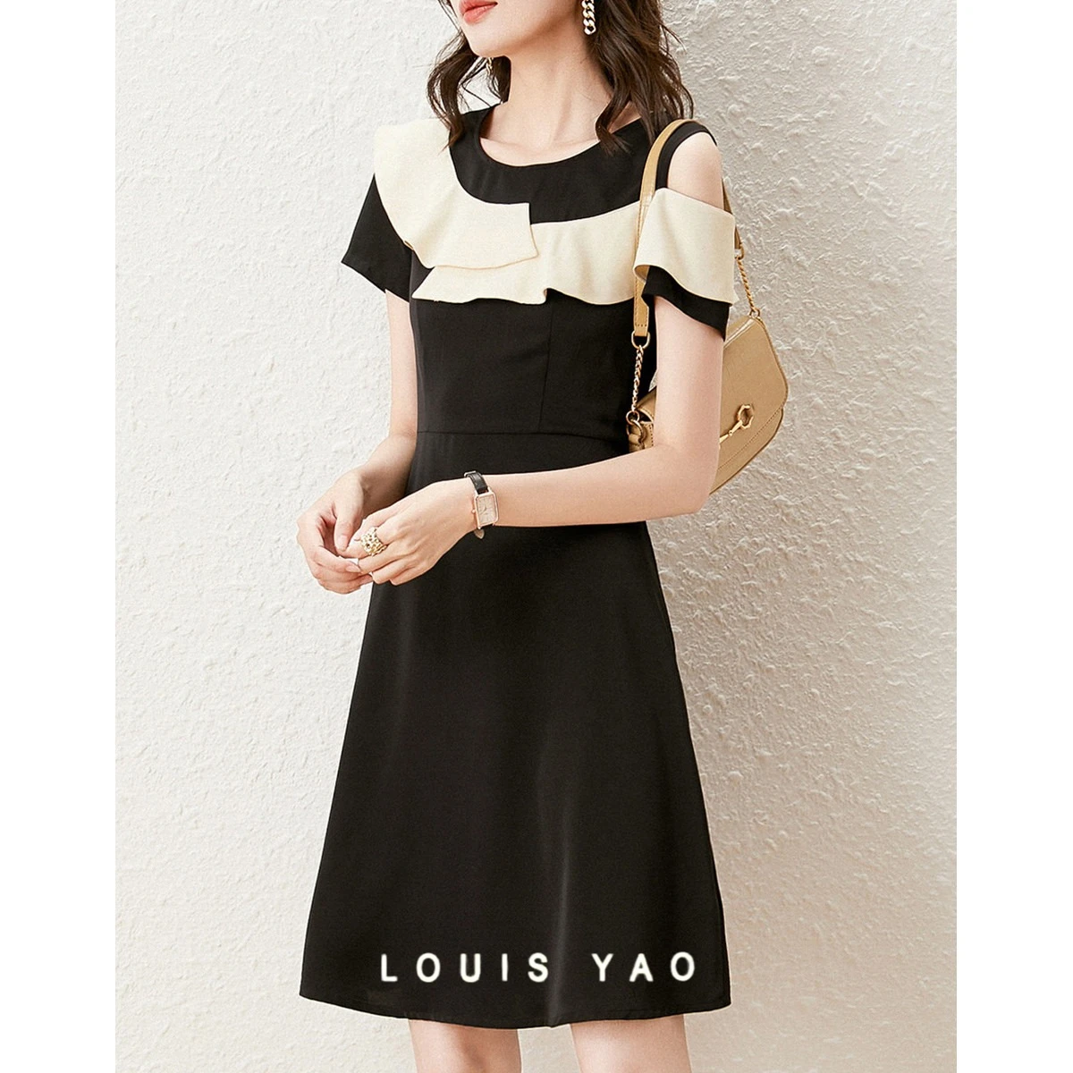 

Ruffles Strapless Women's Dresses 2025 Summer New Elegant Clashing Colour Short Sleeve Long Dresses Chic Street Women's Clothing